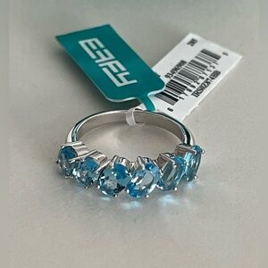EFFY Sterling Silver & Blue Topaz Ring Size 7, New with tag